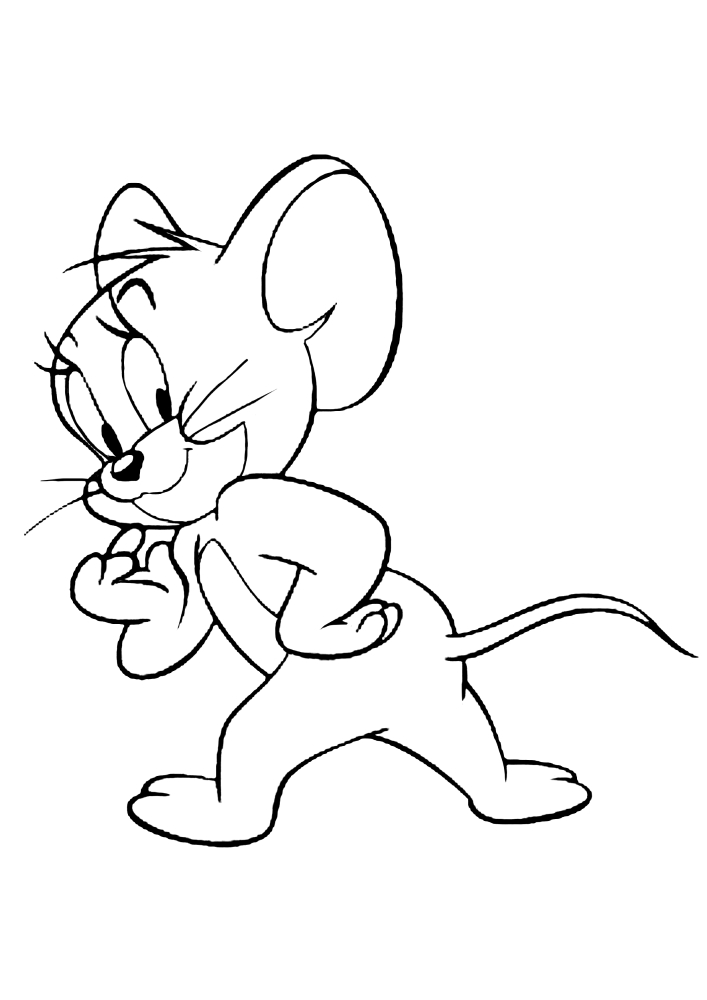 Maus Jerry zeigt Finger Spike auf Tom